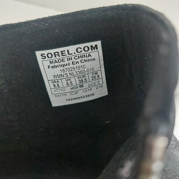 Sorel Black Waterproof Leather Boots Size 8.5 Joan of Arctic Wedge II Streetwear - Picture 12 of 15